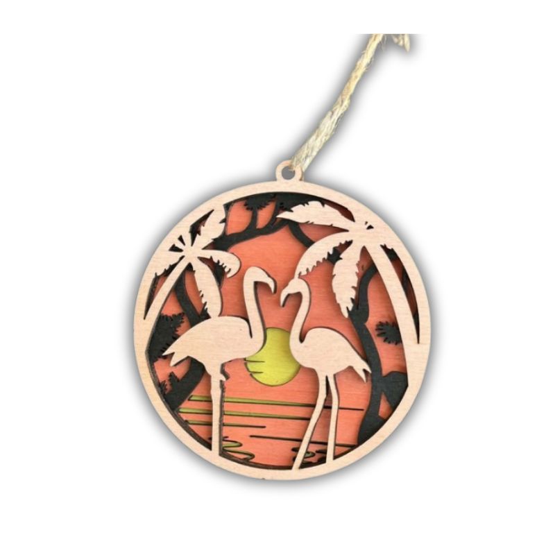 Ornament - Sunset Flamingoes