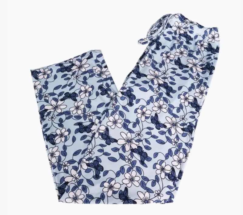 Lounge Pants - Blue Butterfly and White Daisy