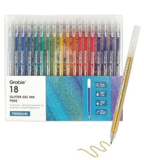 Gel Pens - Capped Glitter 18ct