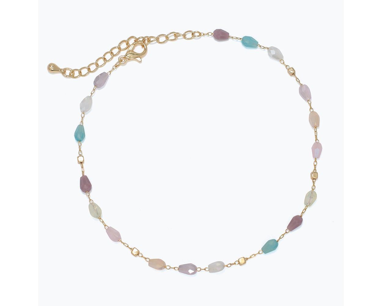 Anklet - Faceted Multi and Gold Beads