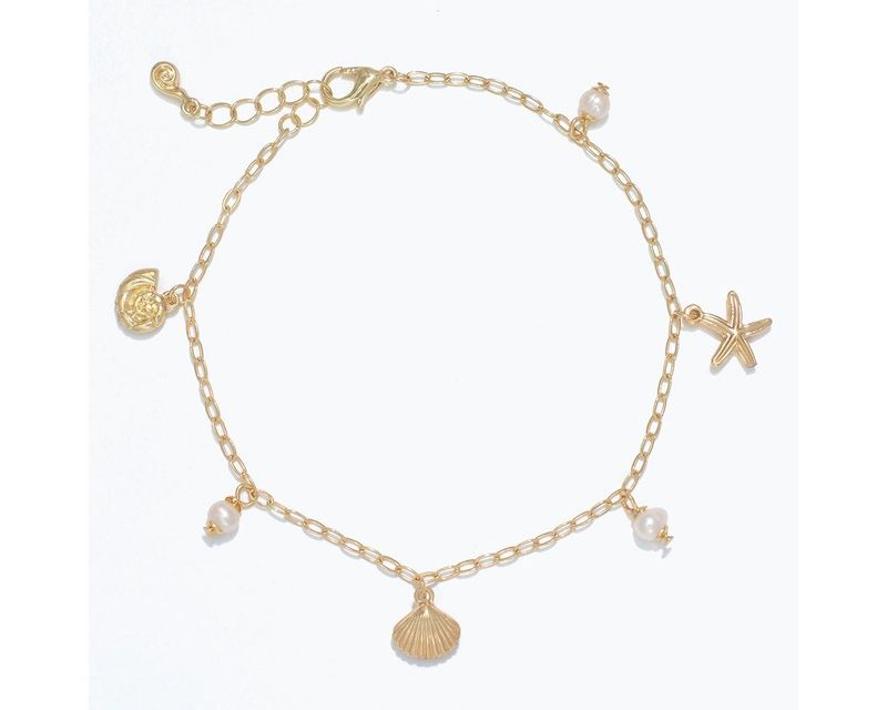 Anklet - Gold Sealife w/ Pearls