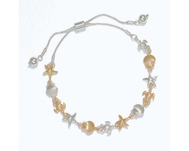 Bracelet - Delicate Two-Tone Sealife Pull Tie