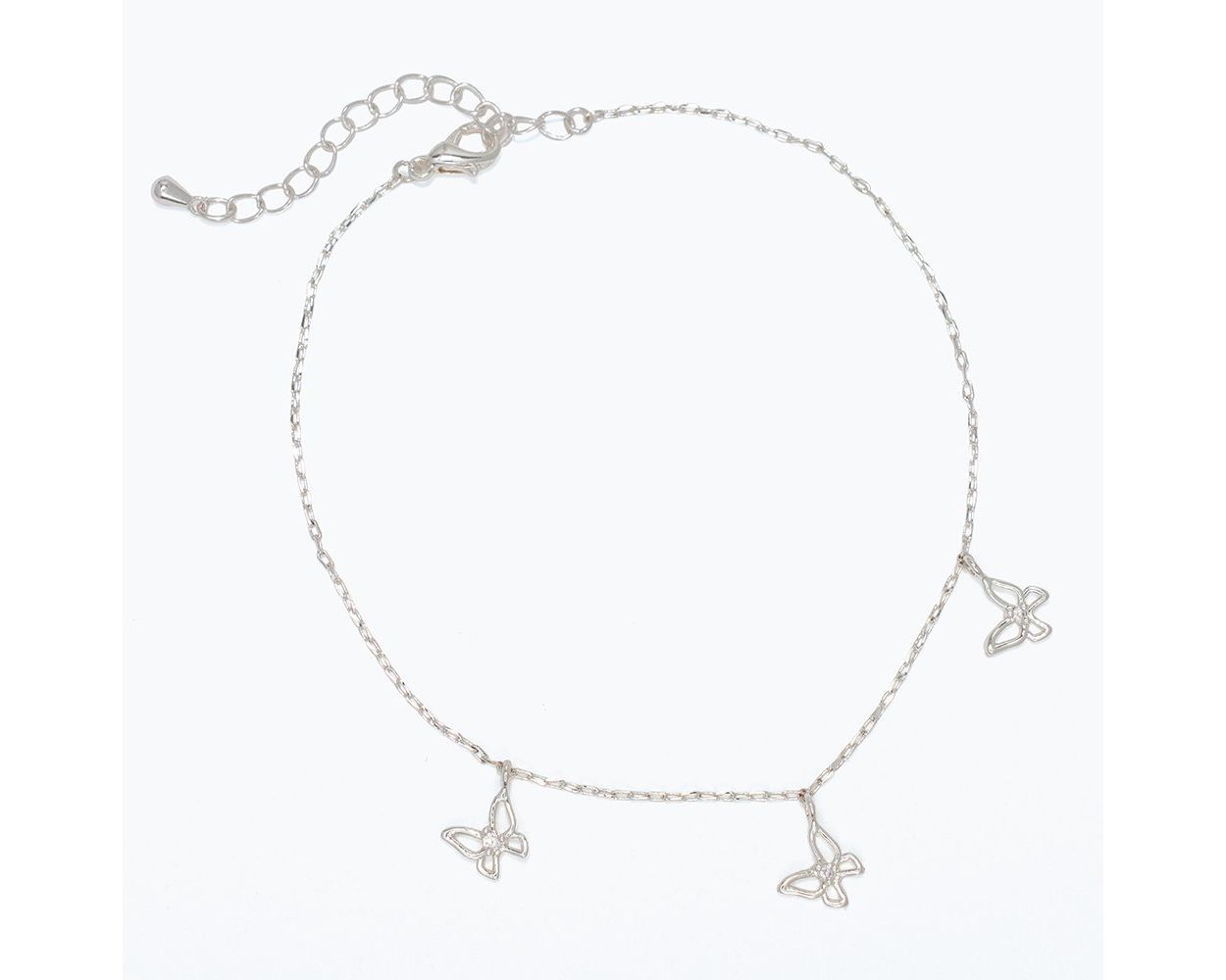 Anklet - Silver Open Butterflies