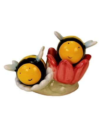 Salt &amp; Pepper Shakers - Bumble Bee and Flower