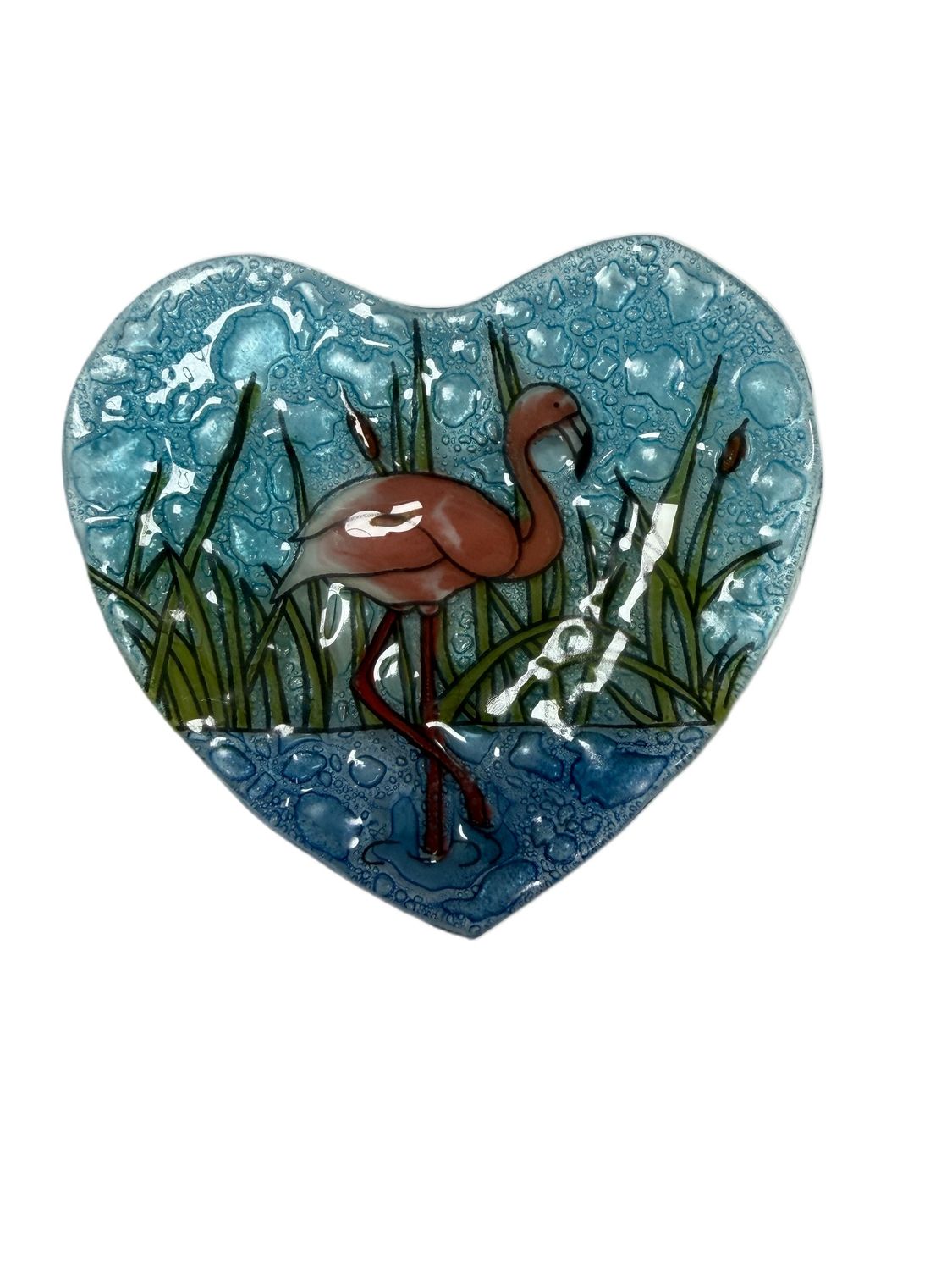 Plate -Heart-Shaped with Flamingo