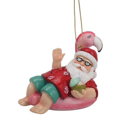 Ornament - Santa on a Flamingo Float