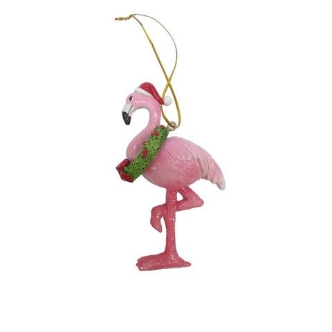 Ornament - Flamingo w/ Wreath