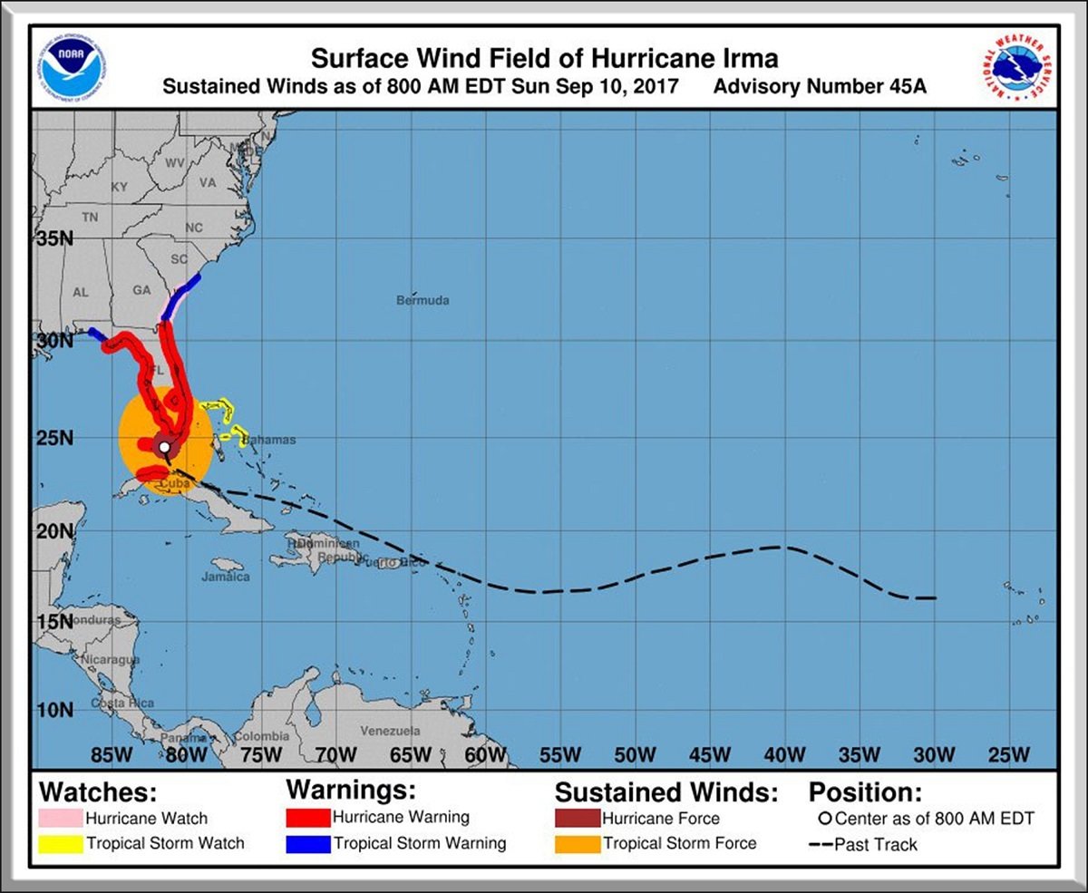Hurricane Irma Path 8" x 10" 10668