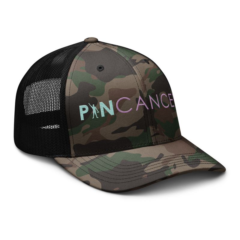Pin Cancer Camouflage Trucker Hat