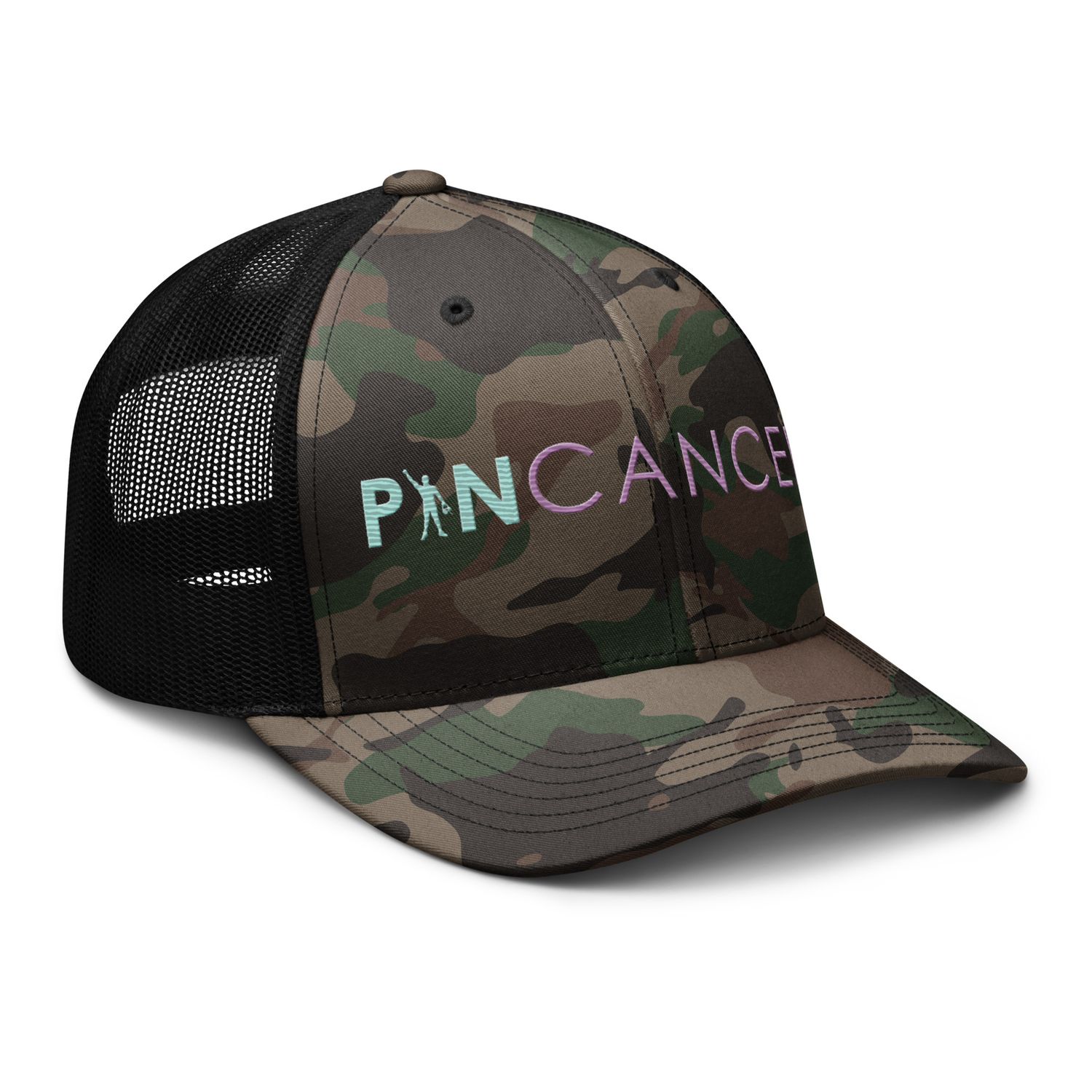 Pin Cancer Camouflage Trucker Hat