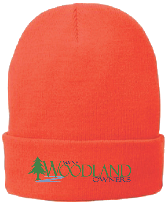 Maine Woodland Owners Logo Blaze Orange Knit Cap