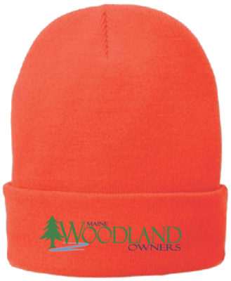 Maine Woodland Owners Logo Blaze Orange Knit Cap