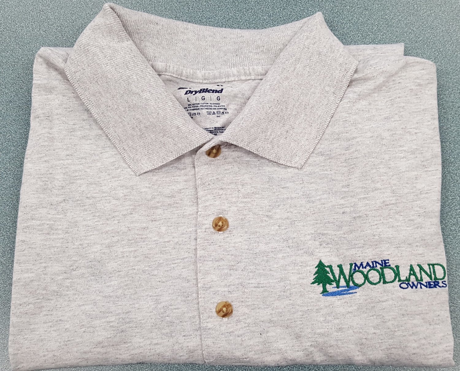 Gray Polo Shirt with Maine Woodland Owners Logo