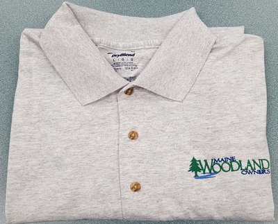 Gray Polo Shirt with Maine Woodland Owners Logo