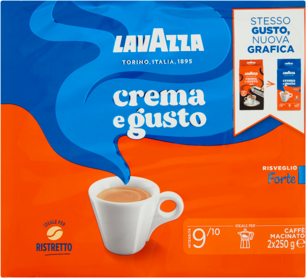 Lavazza Crema e Gusto Forte 2 x 250g (500g) pack, GROUND COFFEE