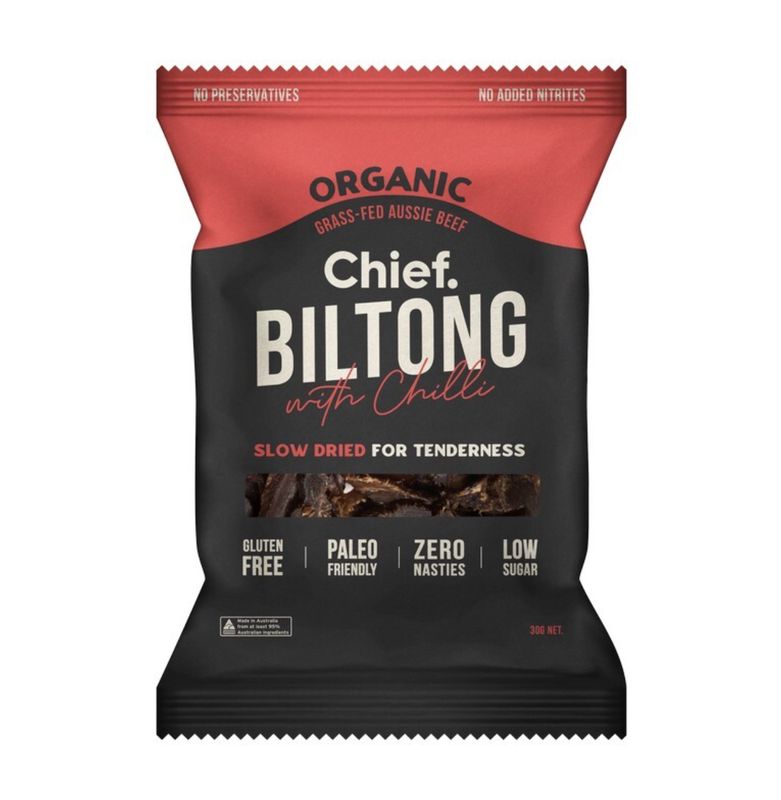 Grass Fed Biltong - Beef &amp; Chilli 30g