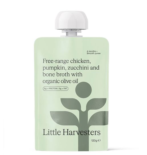 Baby Pouch Purees, Flavour: Free-range chicken, pumpkin, zucchini and bone broth with organic olive oil