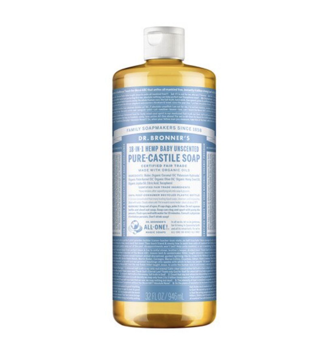 Pure-Castile Soap Liquid, Size: 946ml, Scent: Unscented (Baby)