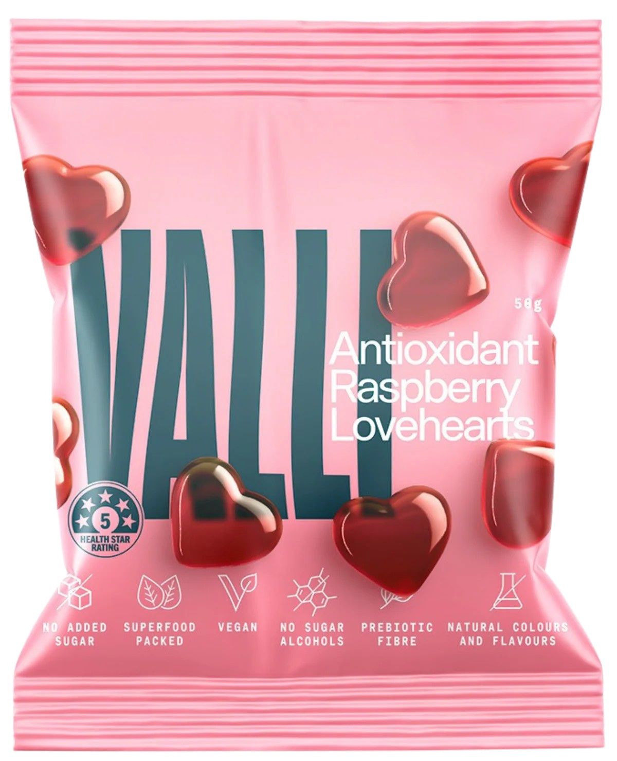 Valli Antioxidant Raspberry lovehearts