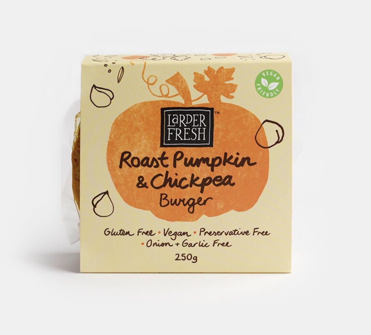 Larder Fresh Burgers, Flavour: Roast pumpkin &amp; chickpea