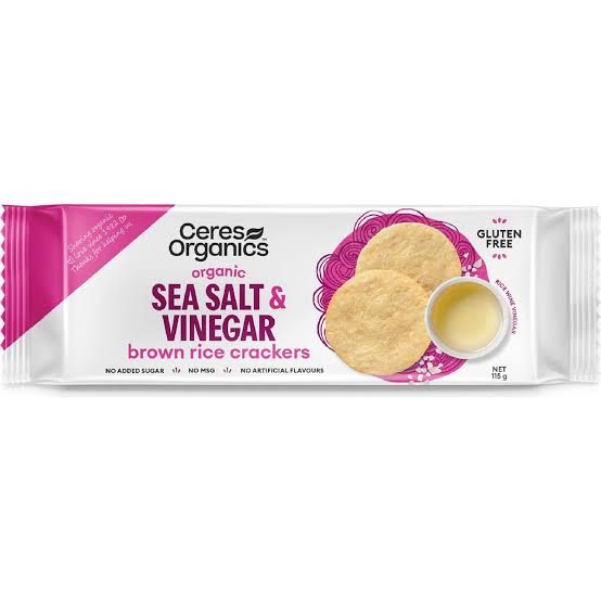 Ceres Organics Brown Rice Crackers, Flavour: Sea Salt &amp; Vinegar