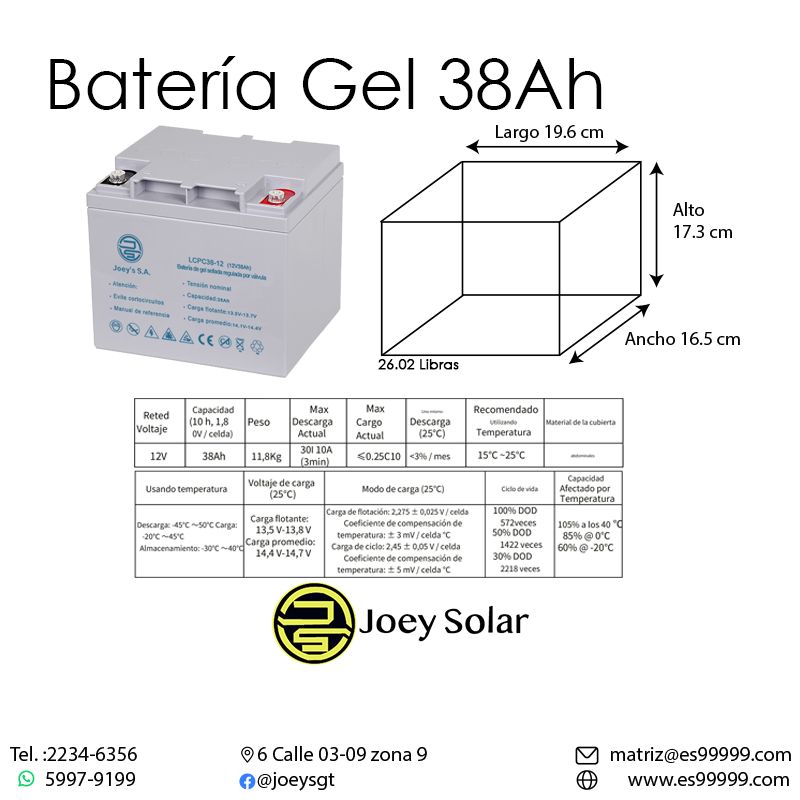 BATERÍA GEL 38AH