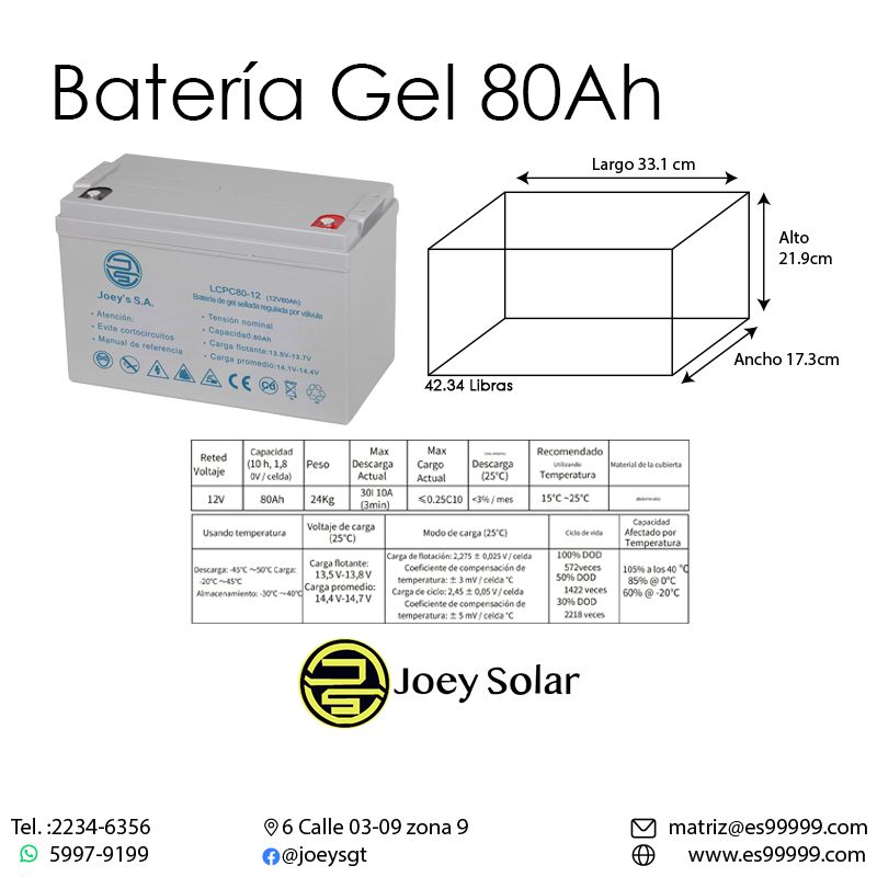BATERÍA GEL 80AH