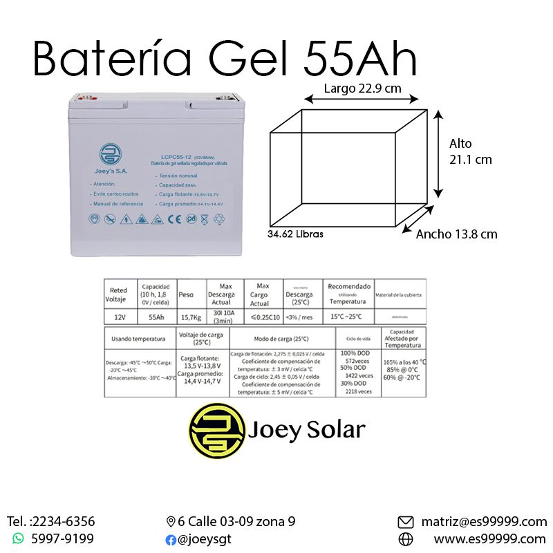 BATERÍA GEL 55AH