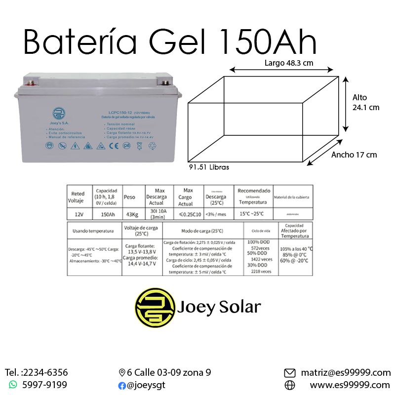 BATERÍA GEL 150AH
