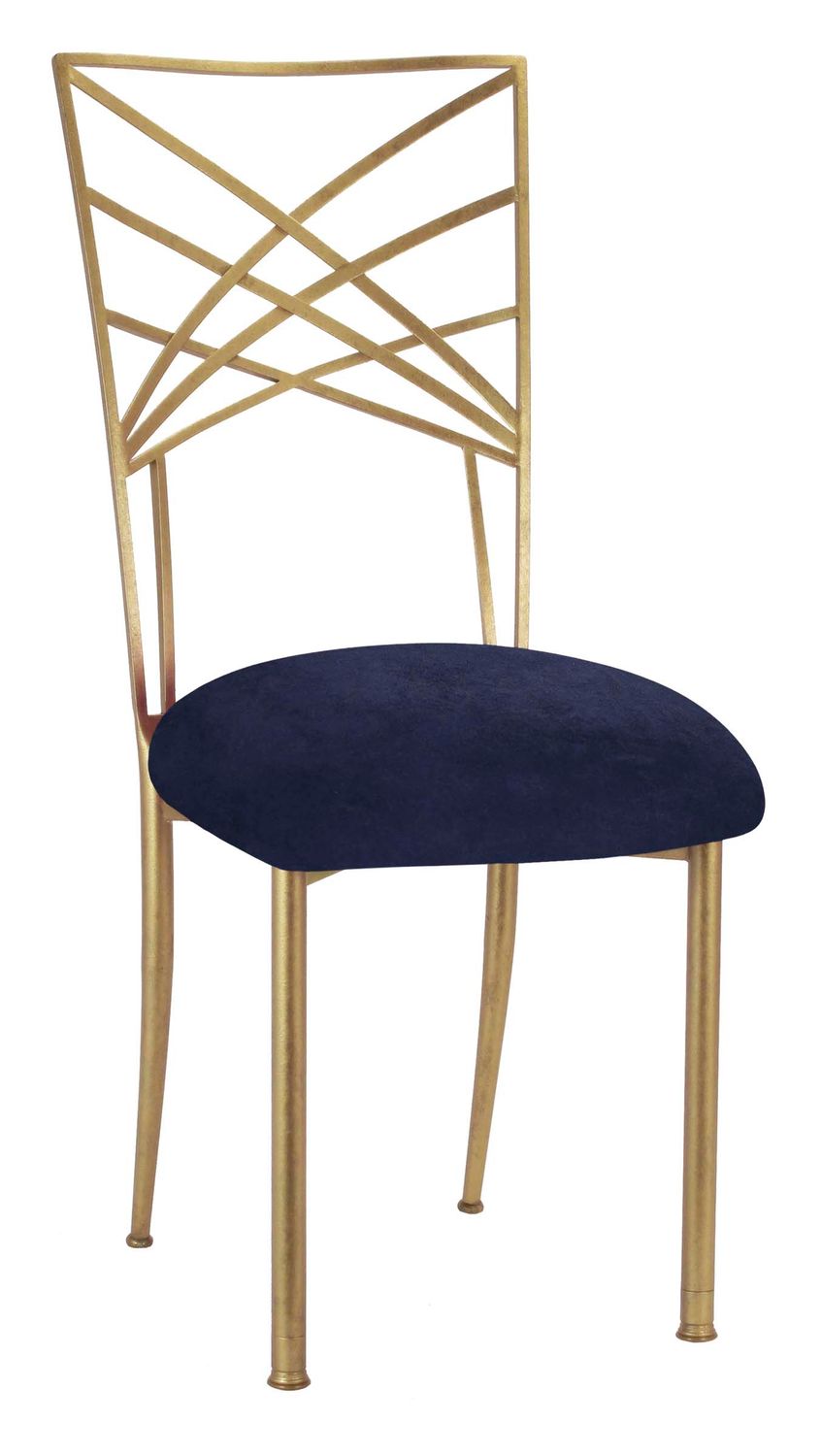Gold Chameleon Chair with Navy Blue Cushion
