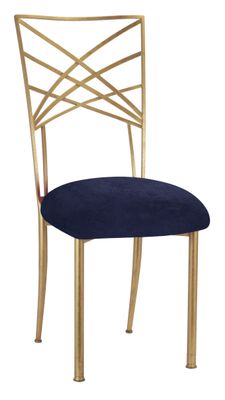 Gold Chameleon Chair with Navy Blue Cushion