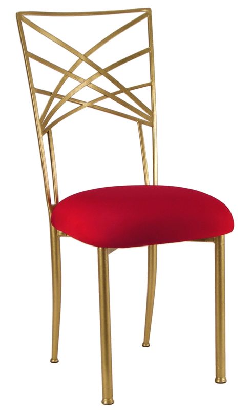 Gold Chameleon Chair with Red Cushion
