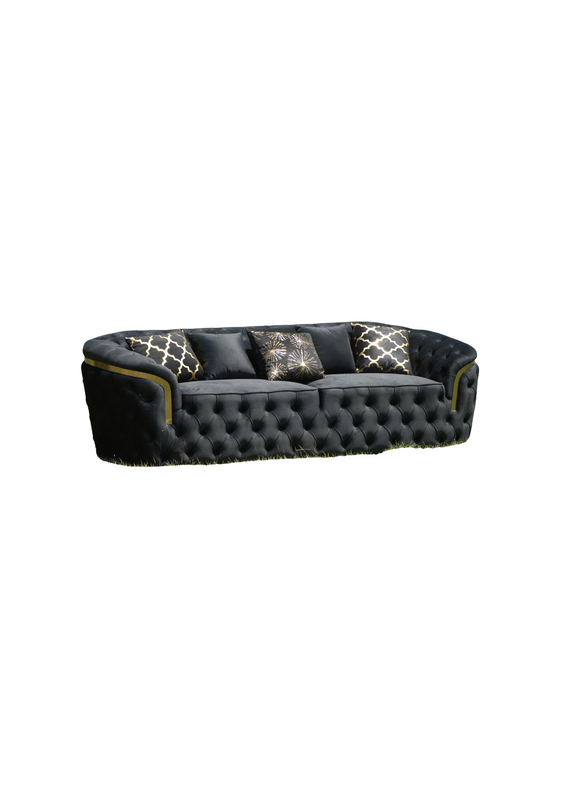 Black &amp; Gold Velvet Two Seater Couch