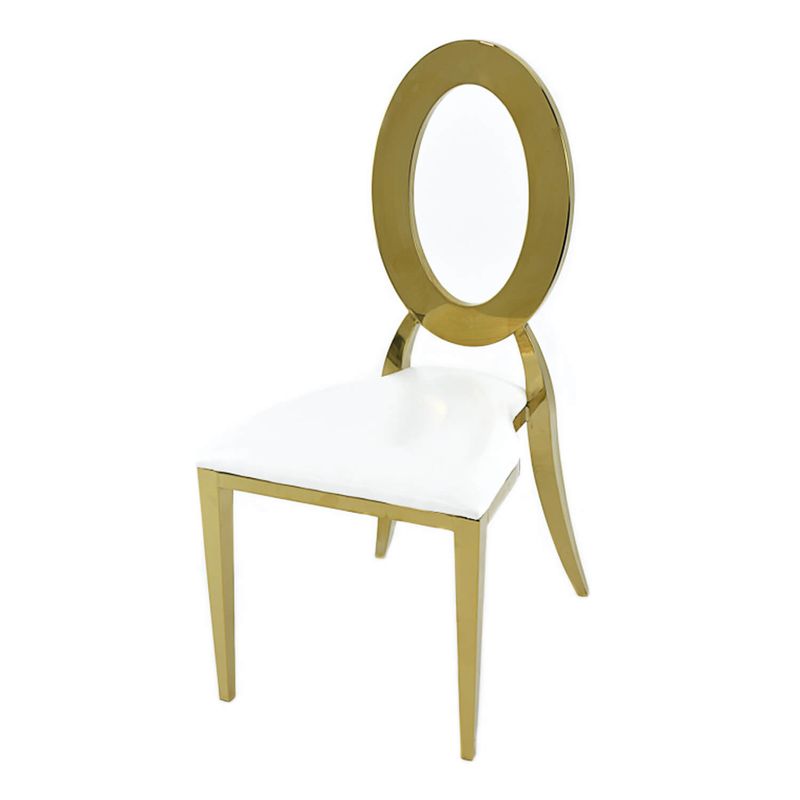 Oval Back Gold Chair with White Cushion