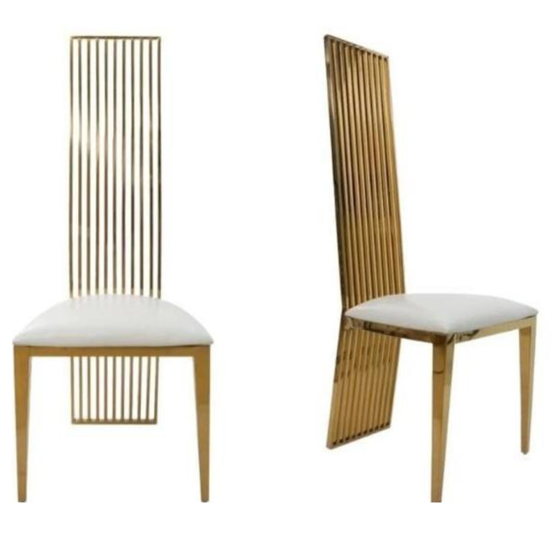 Gold High Back Chair with White Cushion