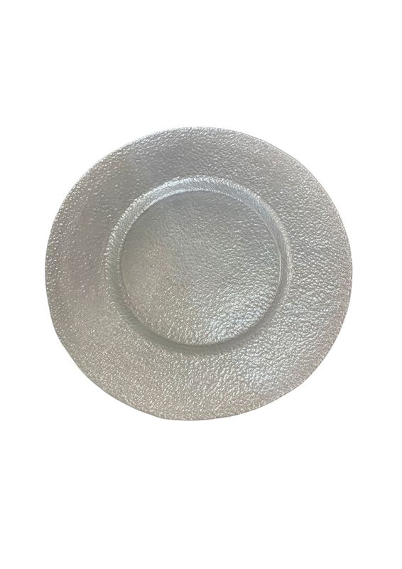 13&quot; White Textured Glass Charger Plate