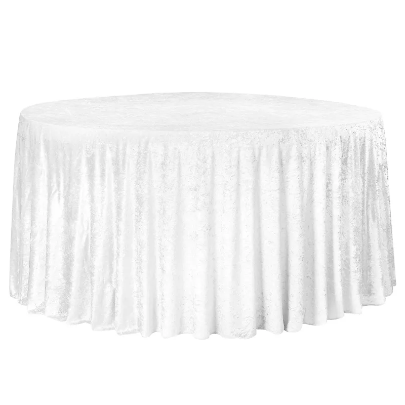 132&quot; White Velvet Tablecloth