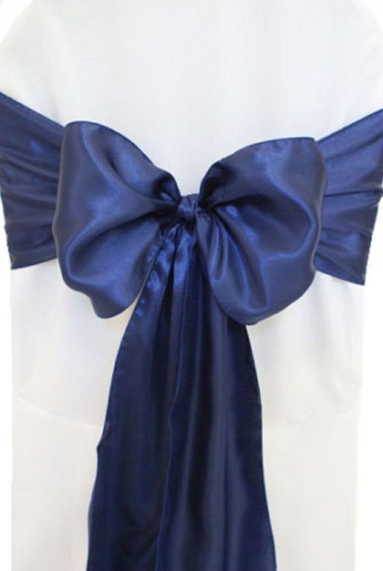 Navy Blue Satin Chair Sash