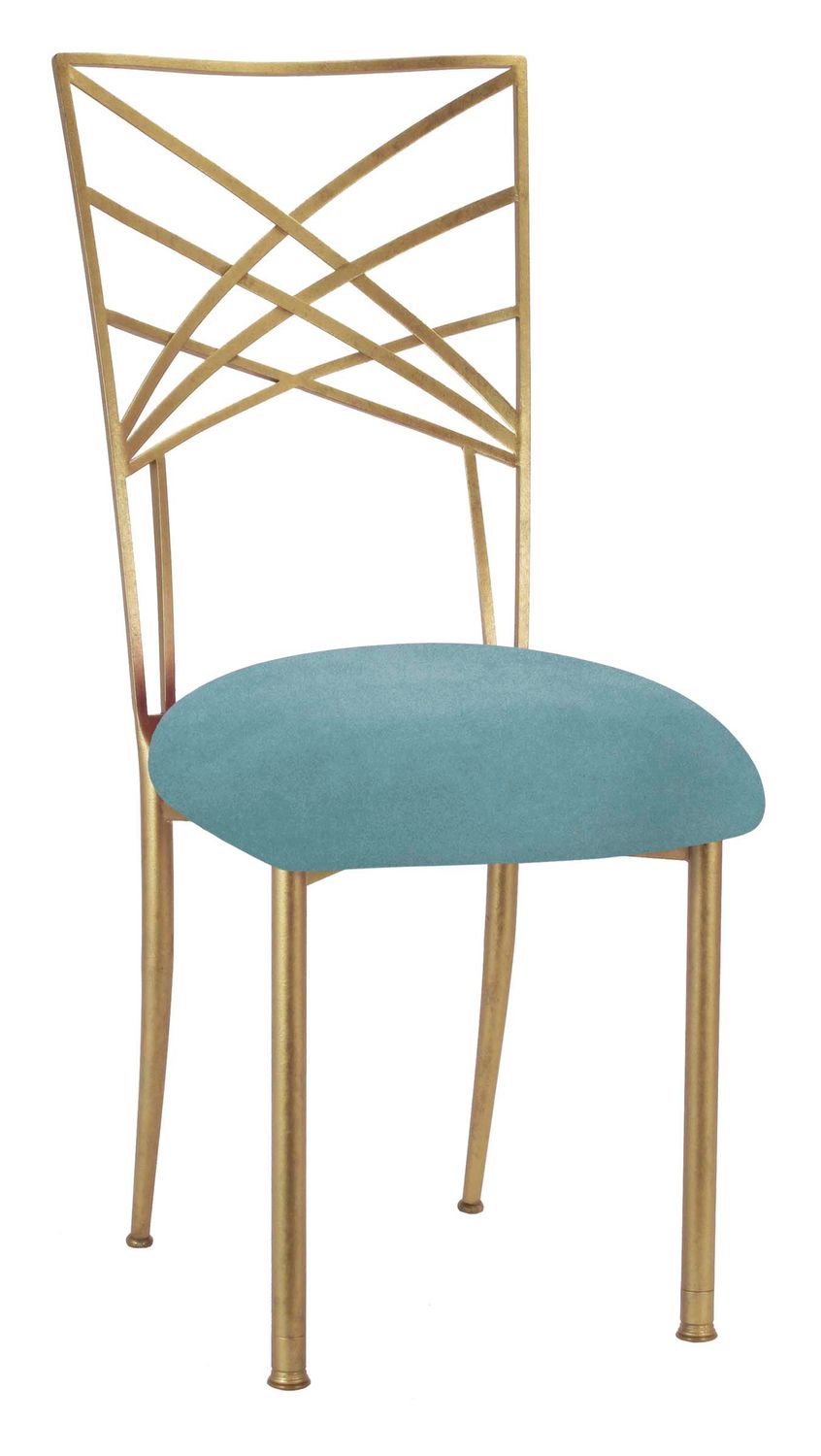 Gold Chameleon Chair with Dusty Blue Cushion