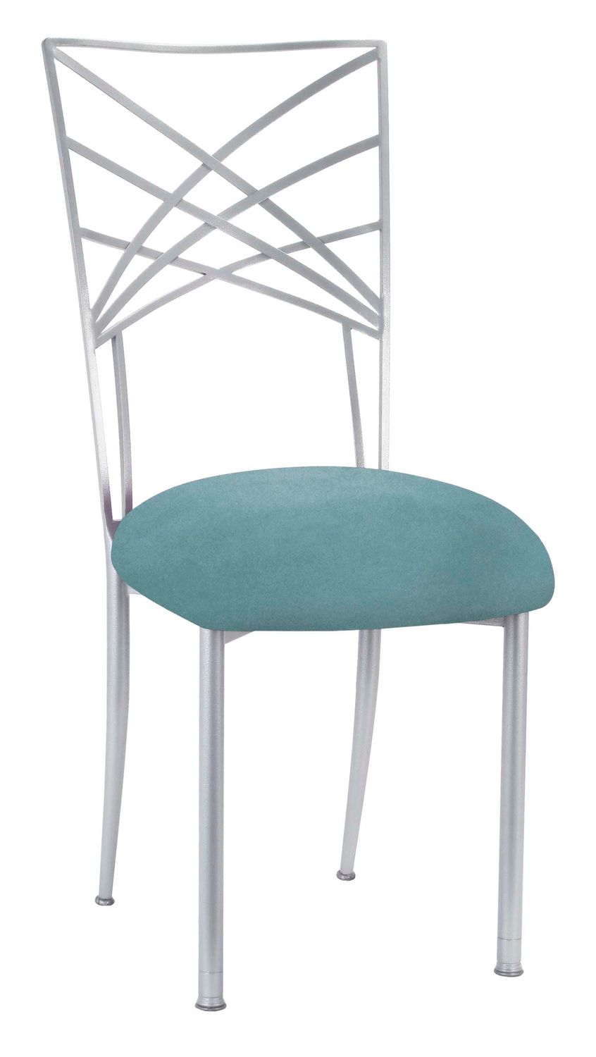 Silver Chameleon Chair with Dusty Blue Cushion