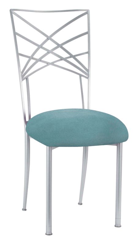Silver Chameleon Chair with Dusty Blue Cushion