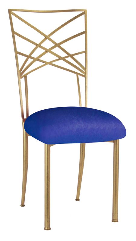Gold Chameleon Chair with Royal Blue Cushion