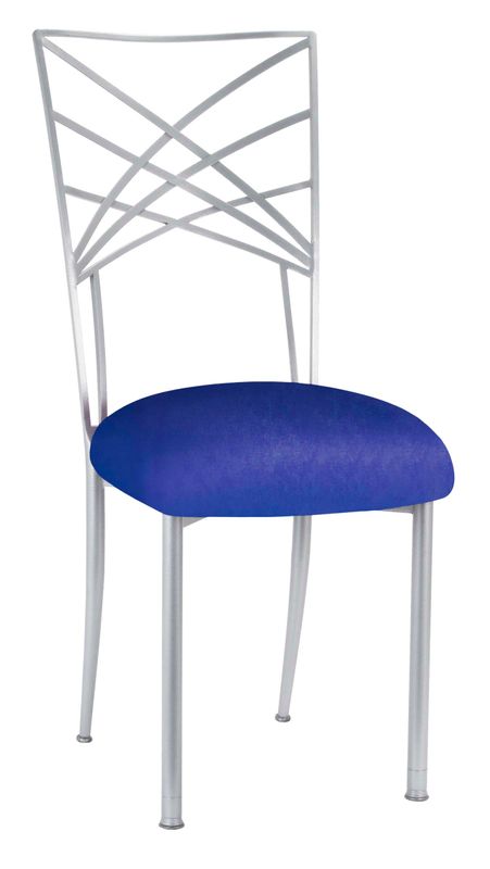 Silver Chameleon Chair with Royal Blue Cushion