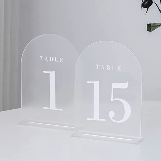 Frosted Table Numbers Holders