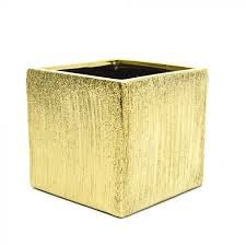 Gold Etched Square Vase