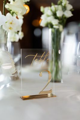 Acrylic Table Numbers With A Gold Base