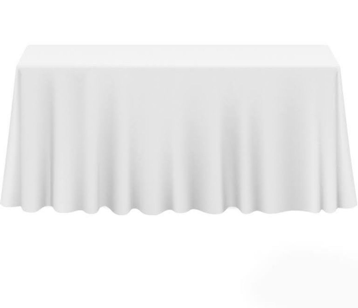 90 x 156 White Polyester Tablecloth