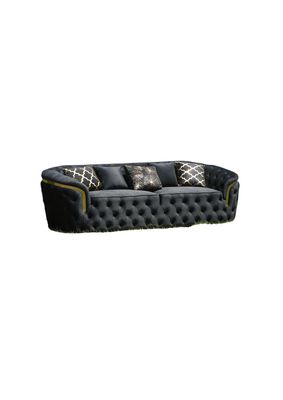 Black &amp; Gold Velvet Two Seater Couch