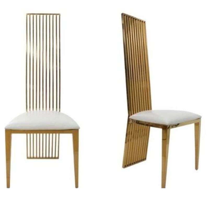 Gold High Back Chair with White Cushion