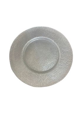 13" White Textured Glass Charger Plate